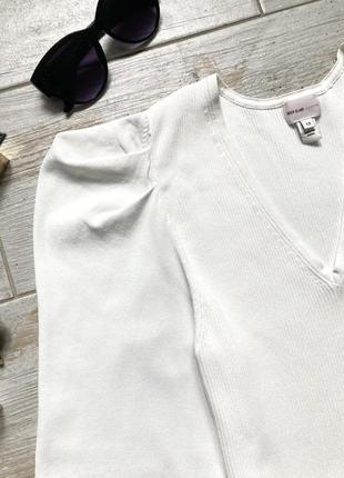 Стильный белый пуловер/топ в рубчик river island с баской.9 фото