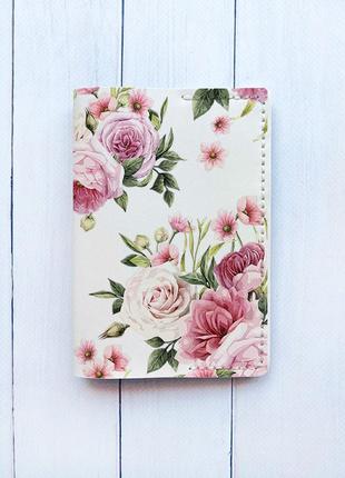 Шкіряна обкладинка на паспорт книжку :: біла молочна (принт 287)