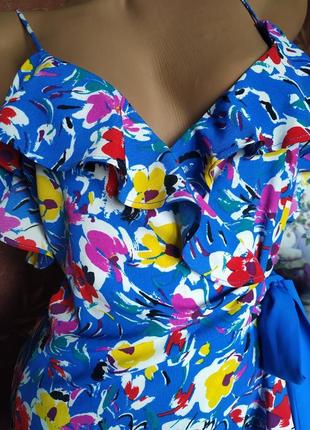 Синя сукня міні на запах з квітковим принтом від topshop5 фото