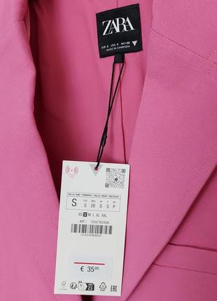 Трендовий короткий жіночий жакет zara оверсайз з додаванням льону укорочений рожевий блейзер піджак бомбер кардиган тренч весняний літній куртка кофта9 фото