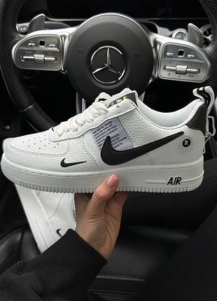 Женские кроссовки nike air force 1 low black white найк форс белого с черными цветами