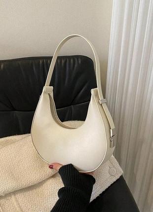 Женская сумка 1447 багет белая молочная4 фото