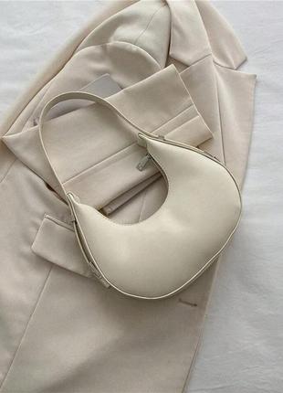 Женская сумка 1447 багет белая молочная2 фото