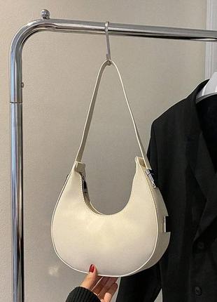 Женская сумка 1447 багет белая молочная3 фото