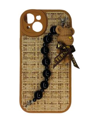 Силіконовий чохол з ведмедем k-and-t для apple iphone 15 plus brown