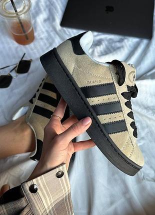 Женские кроссовки adidas campus grey black Адидас кампус серого с черными цветами