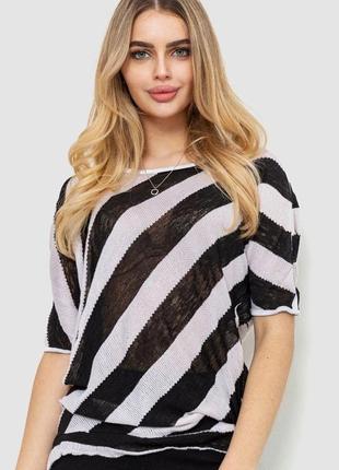 Кофта женская в полоску, цвет черно-белый, размер l-xl, 244r0263
