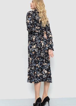Сукня вільного крою з квітковим принтом, колір чорно-бежевий, 204r2014 фото