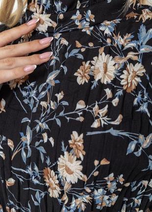 Сукня вільного крою з квітковим принтом, колір чорно-бежевий, 204r2015 фото