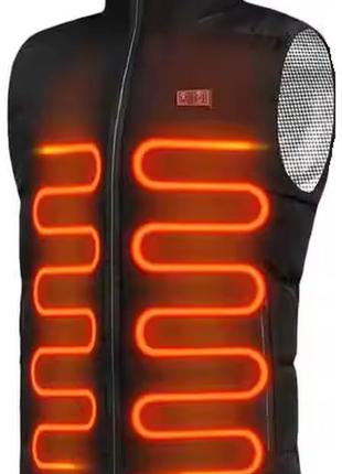 Жилет с подогревом термо xxxl черный от павербанка usb с нагревательными елементами жилети с електроподогревом