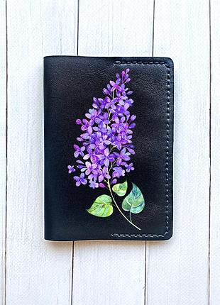 Кожаная обложка на паспорт книжку :: чёрная (принт 280)