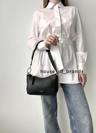 Жіноча брендова шкіряна сумка furla skye hobo оригінал сумочка хобо на плече фурла на подарунок дружині подарунок дівчині4 фото