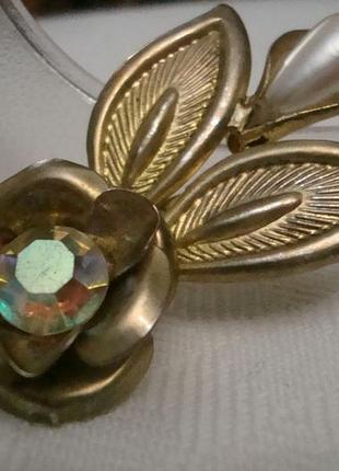 Старинная коллекционная брошь бижутерия 1950 годов чехословакия №308