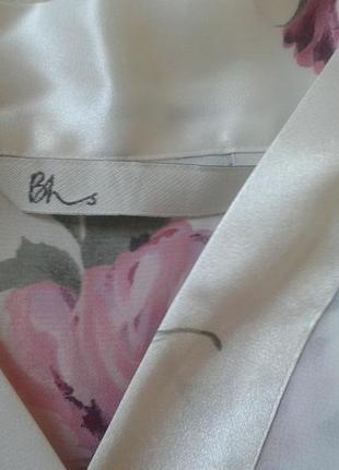 Коротенький шифоновий білий халатик з квітами bhs7 фото