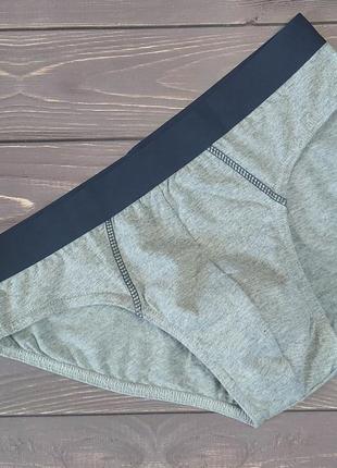 Труси бріфи чоловічі бавовняні l (50-52) сірого кольору ovs італія