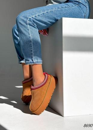 Коричневые кемэл женские зимние короткие угги угги с открытой пяткой из натуральной...