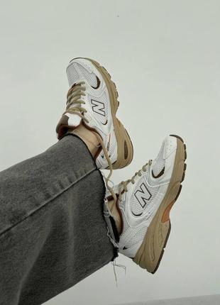 Жіночі кросівки new balance 530 white beige brown нью беланс білого з бежевим та коричневим кольорів7 фото