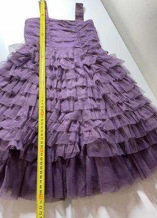 Красивое нарядное сиреневое фиолетовое платье и болеро праздничный нарядный комплект для девочки 4-8 лет6 фото