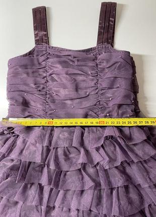Красивое нарядное сиреневое фиолетовое платье и болеро праздничный нарядный комплект для девочки 4-8 лет5 фото