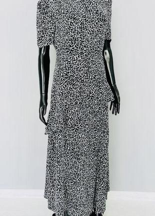 Шикарна довга чорно біла сукня з натуральної тканини5 фото