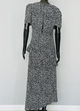 Шикарна довга чорно біла сукня з натуральної тканини7 фото