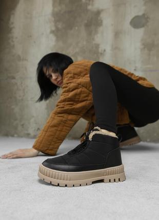 Женские ботинки мех black/camel cx1670-5 нп5031(48 - 02)