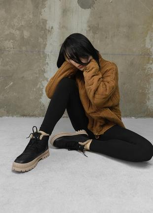 Женские ботинки мех black/camel cx1670-5 нп5031(48 - 02)