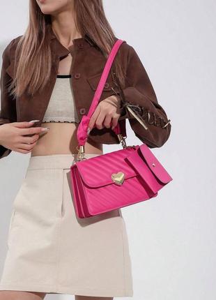 Женская сумка 6892 кросс-боди розовая5 фото
