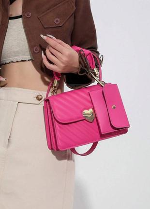 Женская сумка 6892 кросс-боди розовая3 фото
