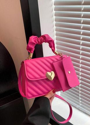 Жіноча сумка 6892 крос-боді рожева2 фото