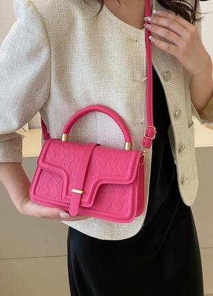 Жіноча сумка 4354 крос-боді рожева7 фото