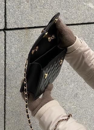 Женская сумка 8400 кросс-боди на цепочке черная3 фото