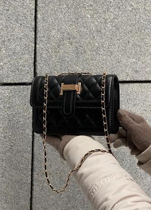 Женская сумка 8400 кросс-боди на цепочке черная2 фото