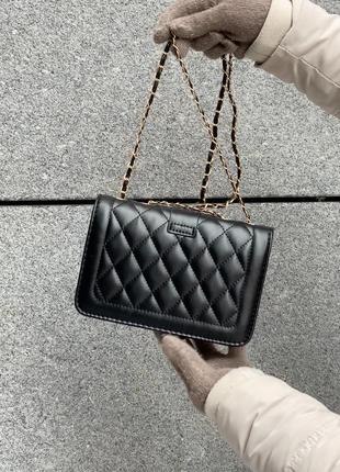 Женская сумка 8400 кросс-боди на цепочке черная5 фото
