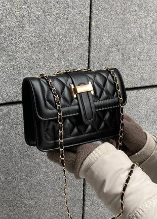 Жіноча сумка крос-боді на цепочці 10209 чорна
