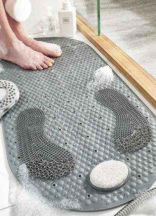 Коврик противоскользящий для ванны с камнем пемза серый