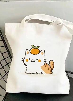 Шоппер тканевый белый