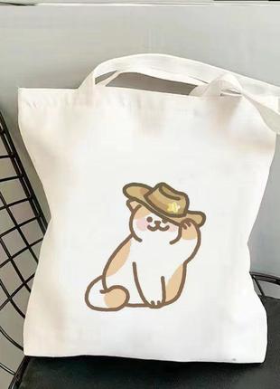 Шоппер тканевый белый