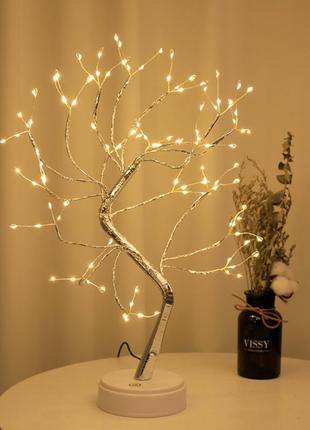 Настільне дерево світлодіодний нічник крапля роси 50см 108led батарейки + usb новорічне прикраса золото