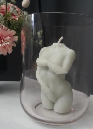 Стильная ваза, подсвечник  из розового стекла, италия