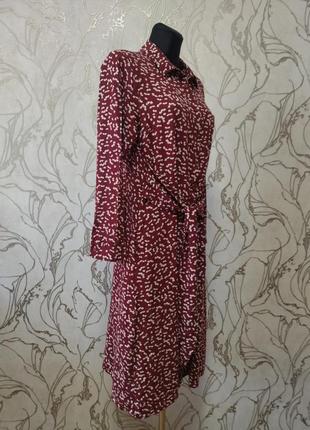 Натуральное платье бордовая вискоза платья миди marks &amp; spenser 44 евр4 фото