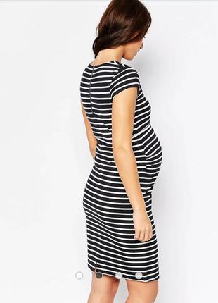 Платье в полоску с пояском для беременных4 фото