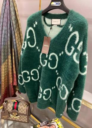 Светр в стилі gucci травка ангора зелений блакитний