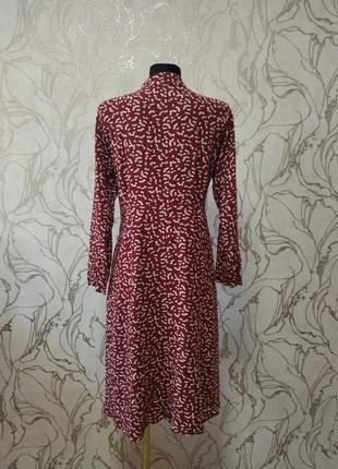 Натуральное платье бордовая вискоза платья миди marks &amp; spenser 44 евр8 фото