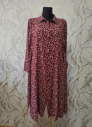 Натуральное платье бордовая вискоза платья миди marks &amp; spenser 44 евр9 фото