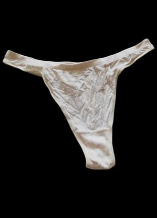 Стринги mey телесные фирменные трусики женские трусы секси эротик искусственный шелк стринги белые молочные стринги