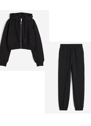 📌 новий теплий костюм, джогери та вкорочений худі, зіпка, на флісі h&m