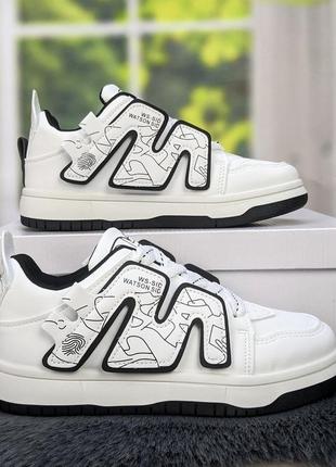 Кроссовки женские демисезонные violeta белые с черным эко-кожа 4566