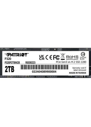 Ssd m.2 patriot p320 2tb nvme 2280 gen3.0 x4 3d tlc