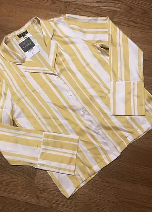 Стильна сатинова блузка в смужку, р. xs-s